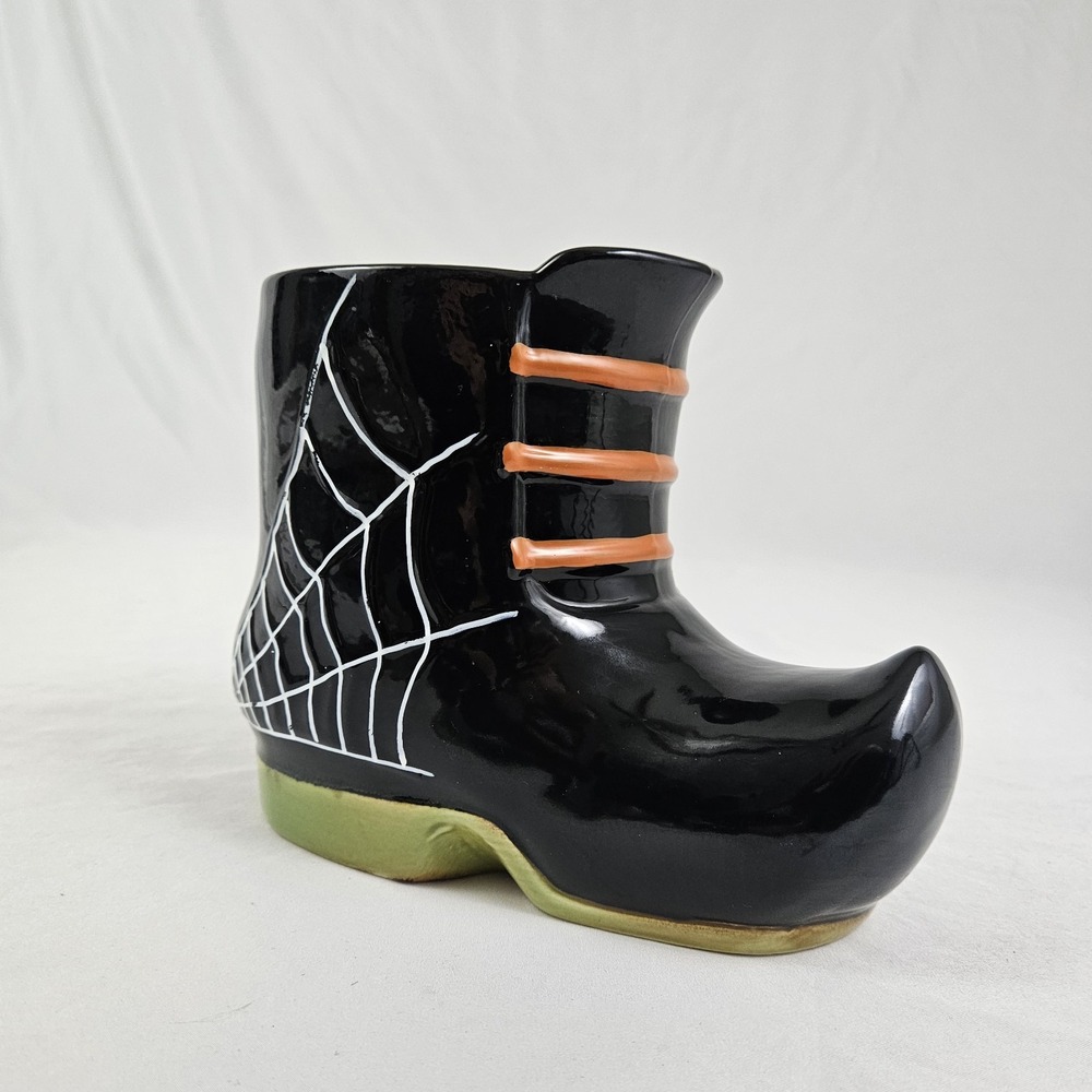 Yankee Candle Halloween Ceramic Witch Boot Candle Holder 1743779 Spider Web
